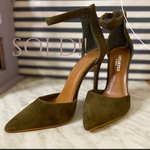 Green suede heels